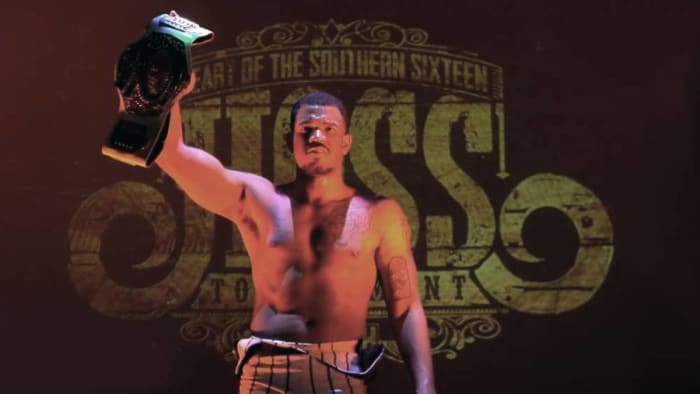 Lee Moriarty with the IWTV independent wrestling championship